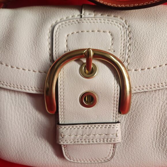 NEW Vintage Coach Hampton Soho White Cream Ivory Pebbled Leather Gold Y2K *READ* - Picture 4 of 16